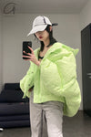 CHENPENG Pleated Puffer Jacket CP20AWJ002CPC394 Pleated Lime Green PCP1